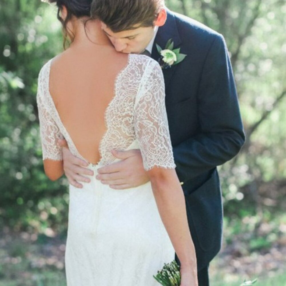 Sarah Seven “Frenchie” Lace Wedding Dress – Size 4 (Altered to Approx. Size 2)